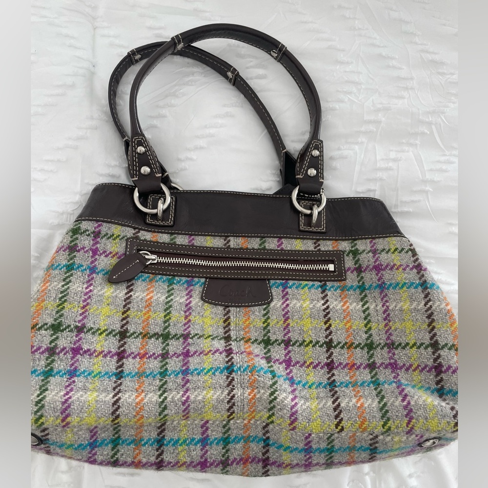 Vintage Coach handbag wool plaid DESIGNER